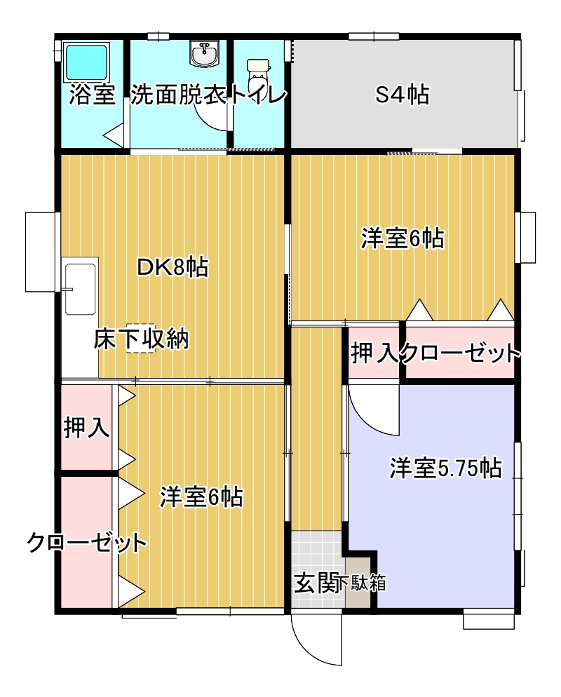 駐車場3台可！ペットと暮らせる平家建て！！　　　　綱分栄町貸家 B号