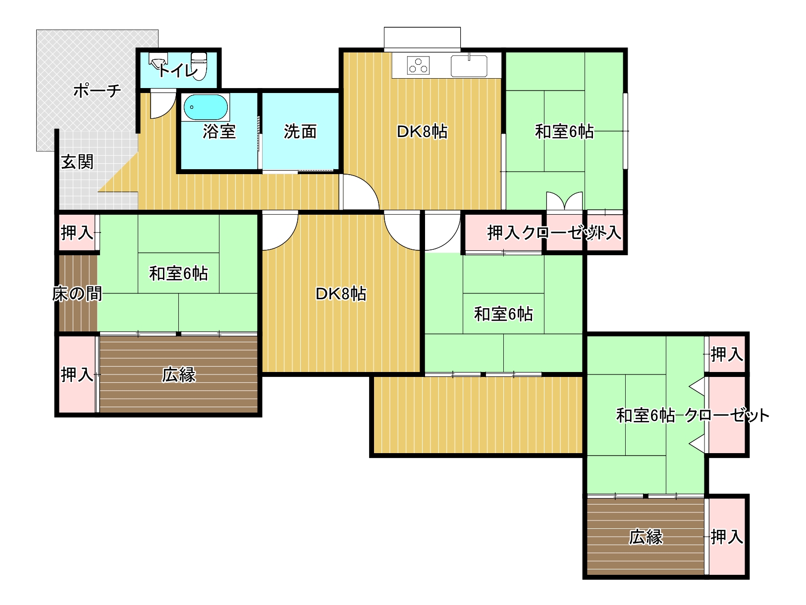 部屋数多数5DK！庭付き平屋戸建て！